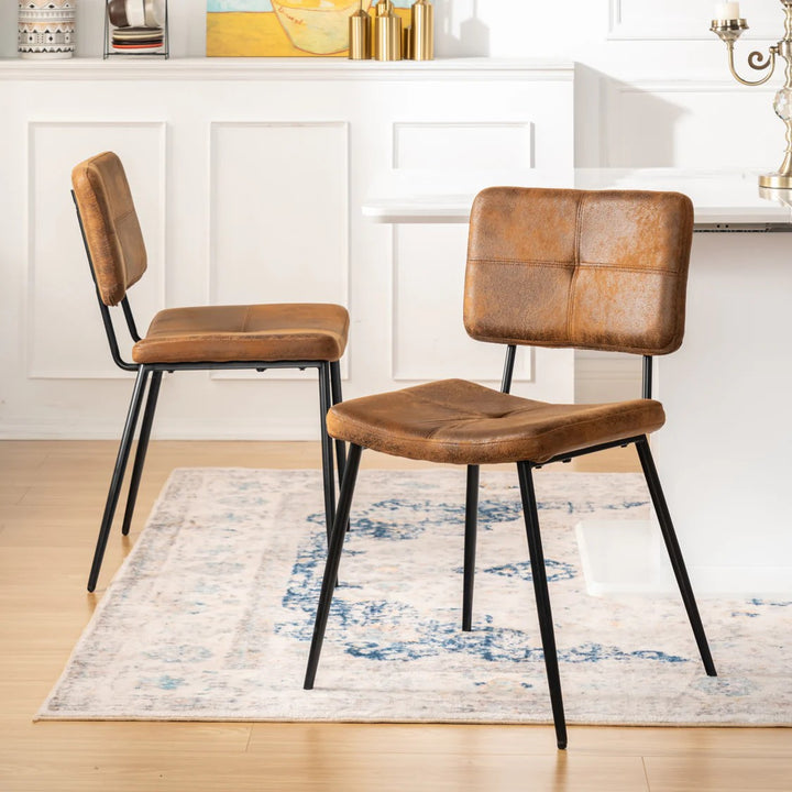 Set of 4 industrial brown suede dining chairs POMONA KD SUEDE 4PK