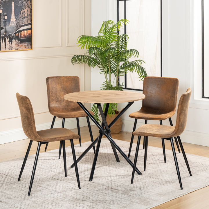 Round dining table with wood effect black crossed legs 80*80cm FONTANA KD 80CM DARK