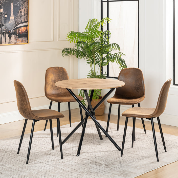 Round dining table with wood effect black crossed legs 80*80cm FONTANA KD 80CM DARK