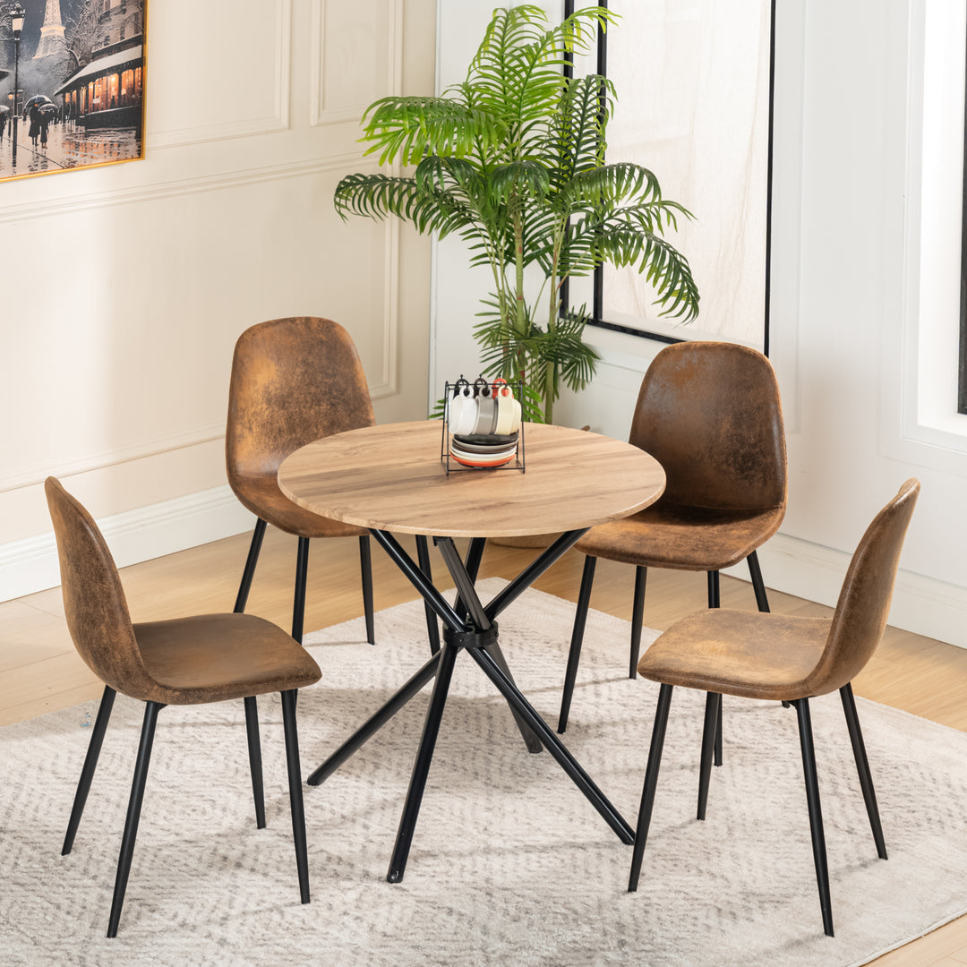 Round dining table with wood effect black crossed legs 80*80cm FONTANA KD 80CM DARK