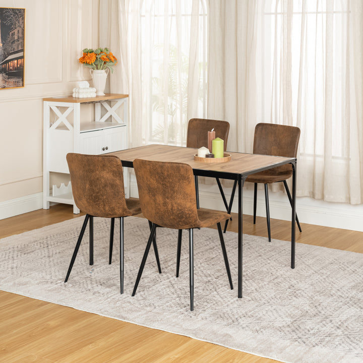 Modern minimalist suede dining table set with 4 chairs SCARGILL SUEDE BLACK LEG 4PCS QY + MILLIKEN 120 DARK