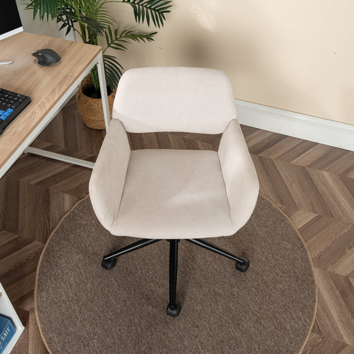 Scandinavian office chair in beige fabric, swivel, adjustable height and 5 castors ROSS KD CHENILLE BEIGE BLACK