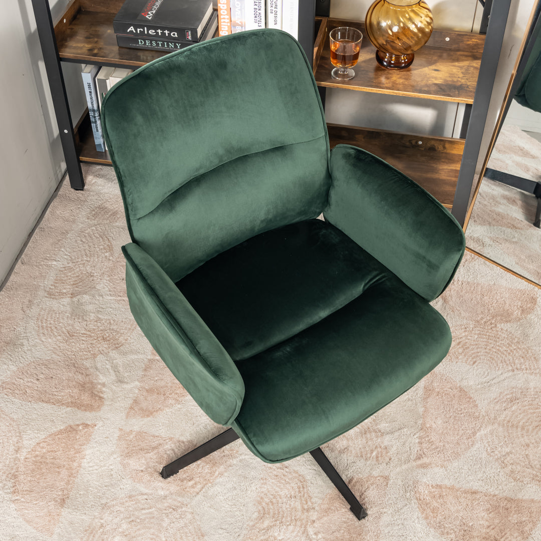 Modern velvet green swivel office chair with armrest height adjustable THOMASINA RELAX VELVET GREEN