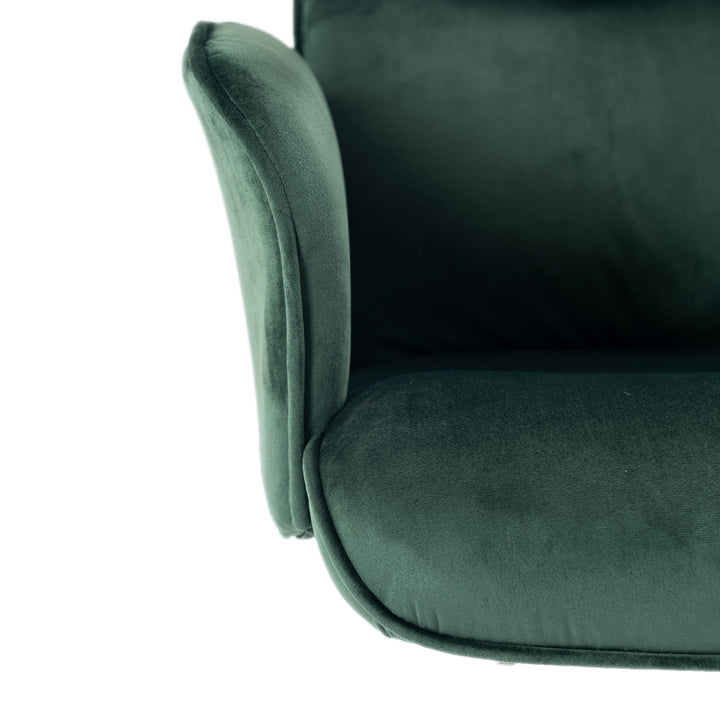 Modern velvet green swivel office chair with armrest height adjustable THOMASINA RELAX VELVET GREEN