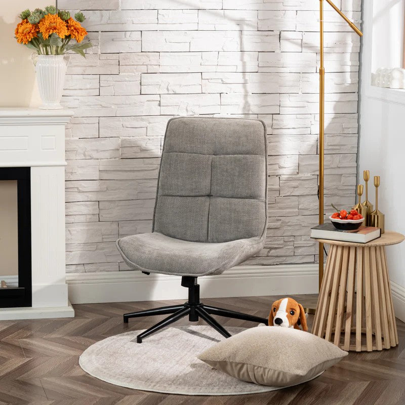 Modern Adjustable Grey Chenille Swivel Leisure Chair with Tilt Function CHARLOTTE CHENILLE GREY KD