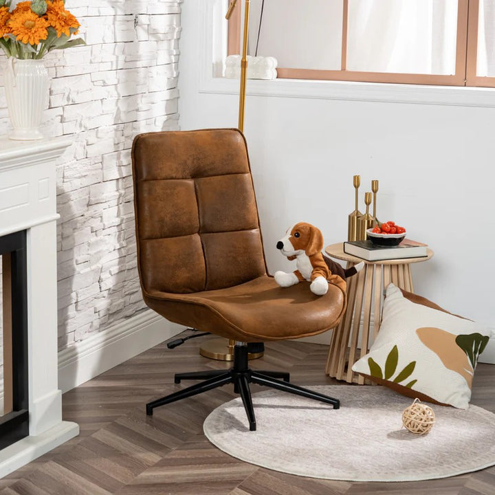 Modern Adjustable Brown Suede Swivel Leisure Chair with Tilt Function CHARLOTTE SUEDE BROWN KD