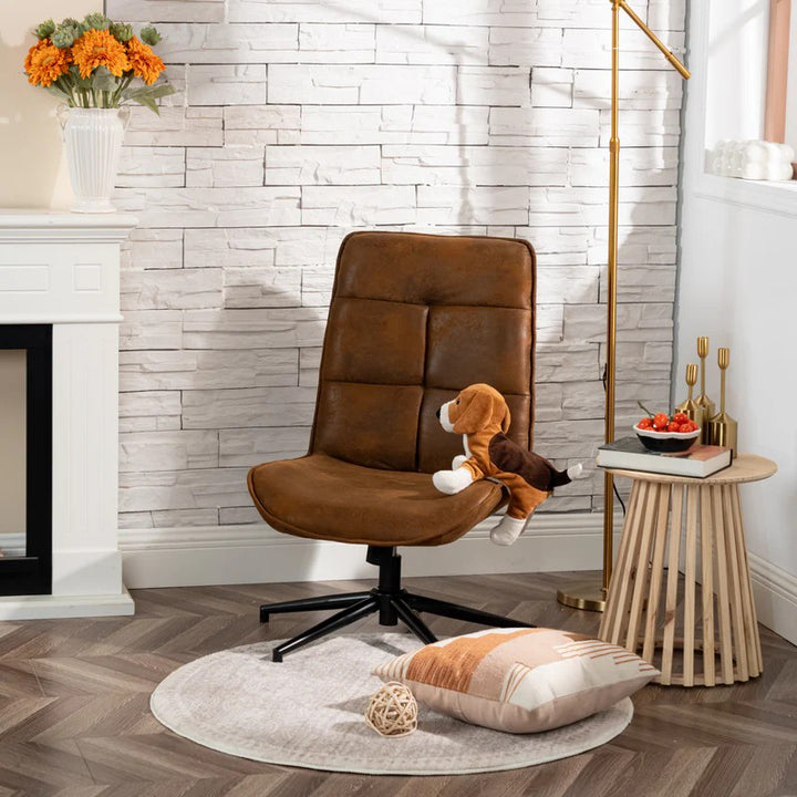 Modern Adjustable Brown Suede Swivel Leisure Chair with Tilt Function CHARLOTTE SUEDE BROWN KD