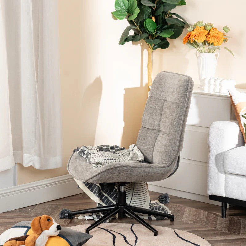Modern Adjustable Grey Chenille Swivel Leisure Chair with Tilt Function CHARLOTTE CHENILLE GREY KD