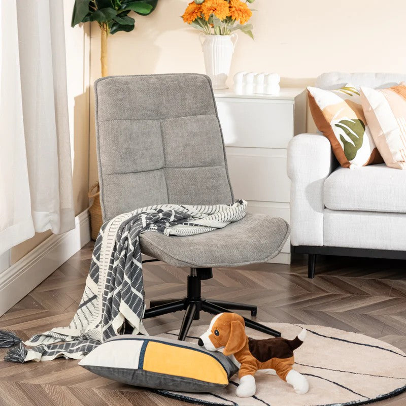 Modern Adjustable Grey Chenille Swivel Leisure Chair with Tilt Function CHARLOTTE CHENILLE GREY KD