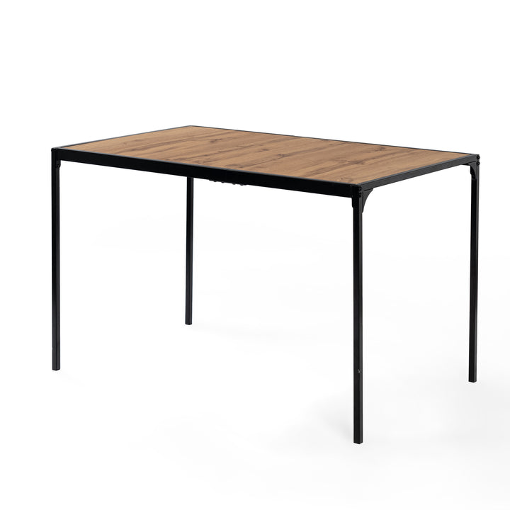 Industrial style rectangular wooden effect dining table with black legs 120x80cm MILLIKEN 120 DARK