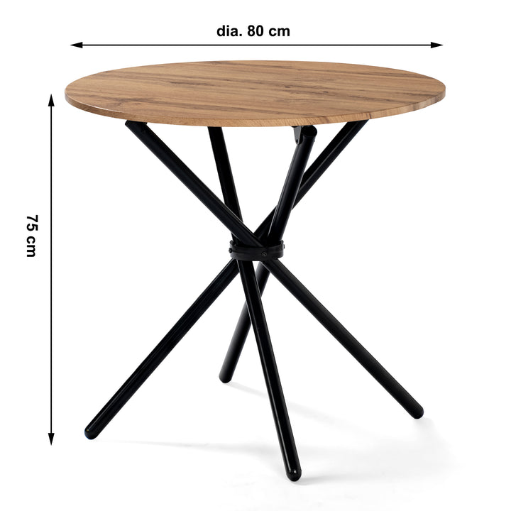 Round dining table with wood effect black crossed legs 80*80cm FONTANA KD 80CM DARK