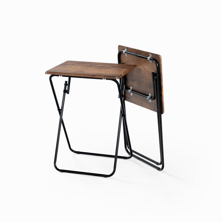 Set of 2 Folding simple portable small table, retro wooden desktop JOEY VINTAGE BROWN 2PCS