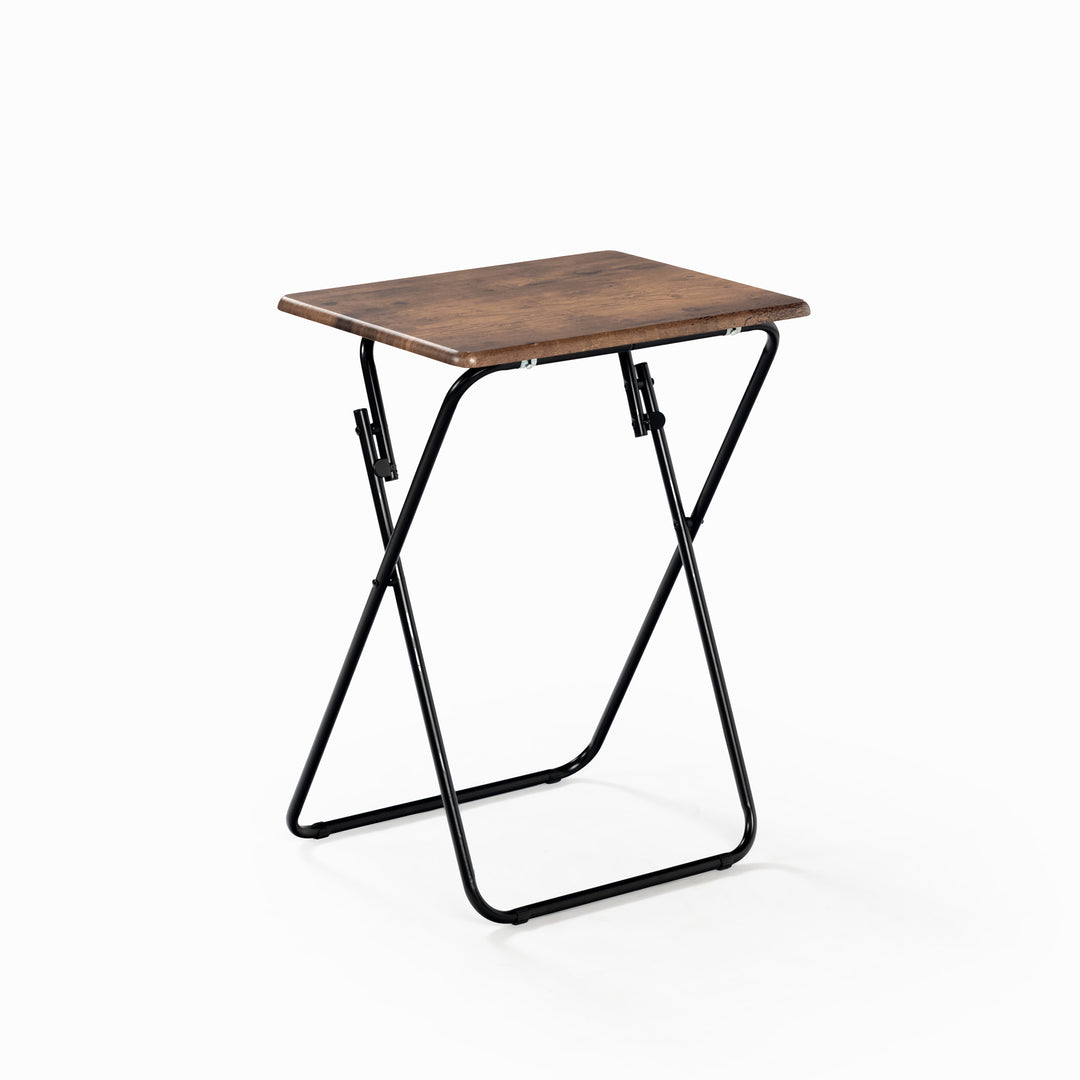 Set of 2 Folding simple portable small table, retro wooden desktop JOEY VINTAGE BROWN 2PCS
