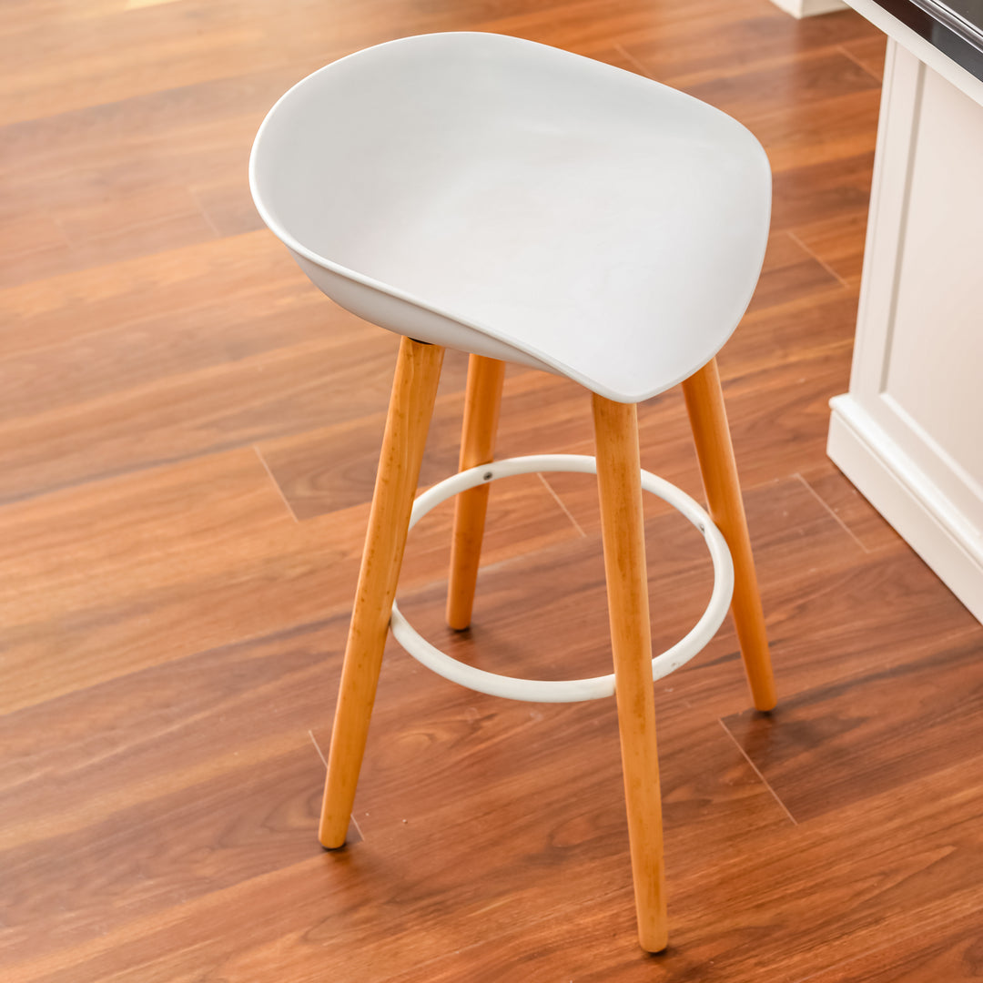 Set of 2 scandinavian barstools with wooden legs DEARBORN WHITE LMKZ