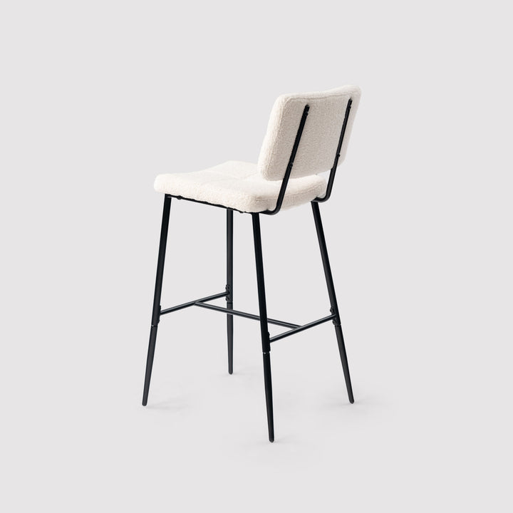 Set of 2 scandinavian beige sheepskin fabric swivel bar stools POMONA BAR 29 KD BOUCLE BEIGE