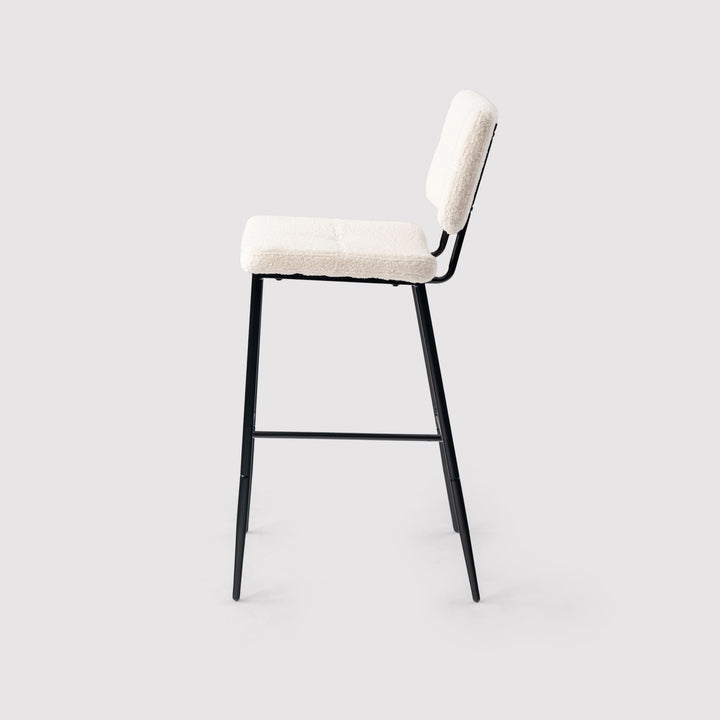 Set of 2 scandinavian beige sheepskin fabric swivel bar stools POMONA BAR 29 KD BOUCLE BEIGE