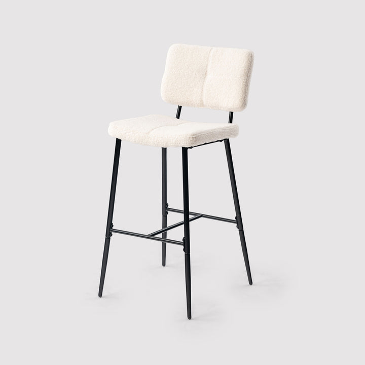 Set of 2 scandinavian beige sheepskin fabric swivel bar stools POMONA BAR 29 KD BOUCLE BEIGE