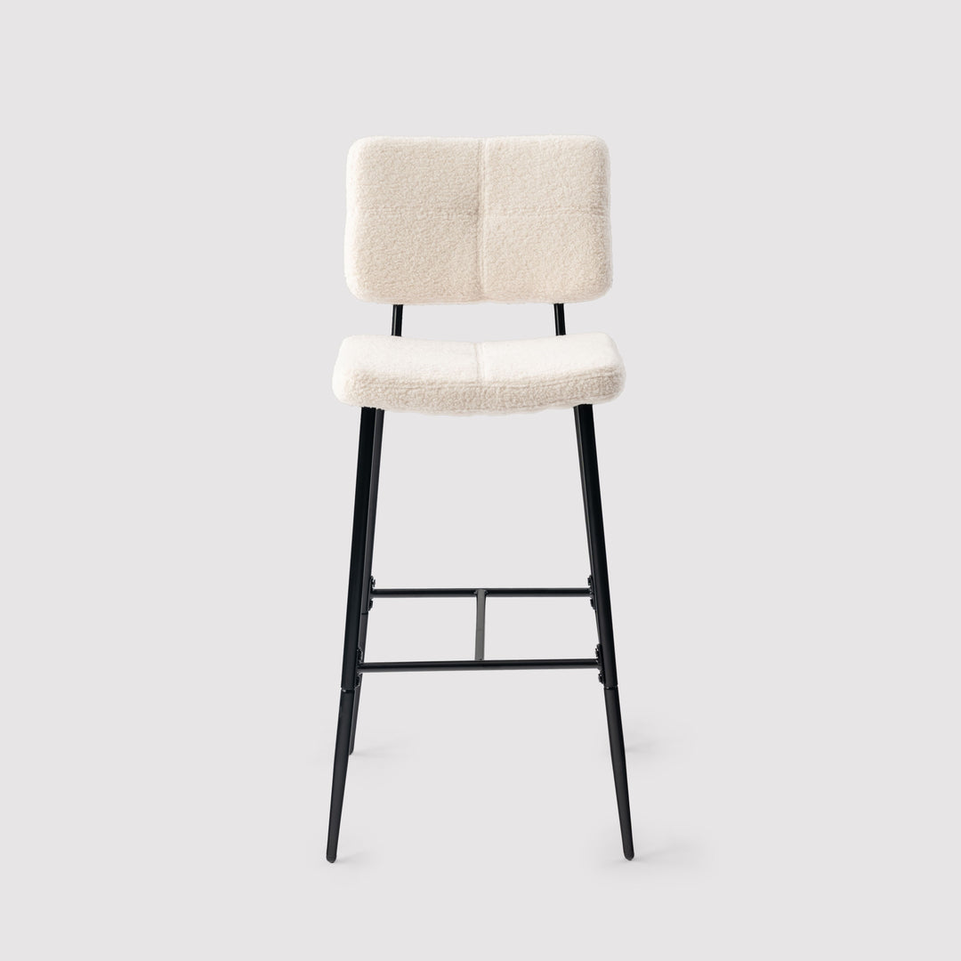 Set of 2 scandinavian beige sheepskin fabric swivel bar stools POMONA BAR 29 KD BOUCLE BEIGE