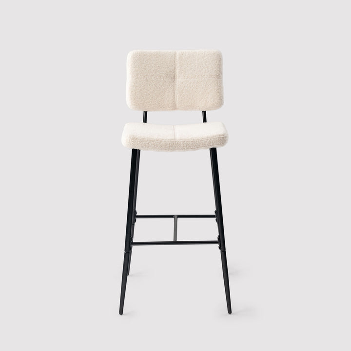 Set of 2 scandinavian beige sheepskin fabric swivel bar stools POMONA BAR 29 KD BOUCLE BEIGE