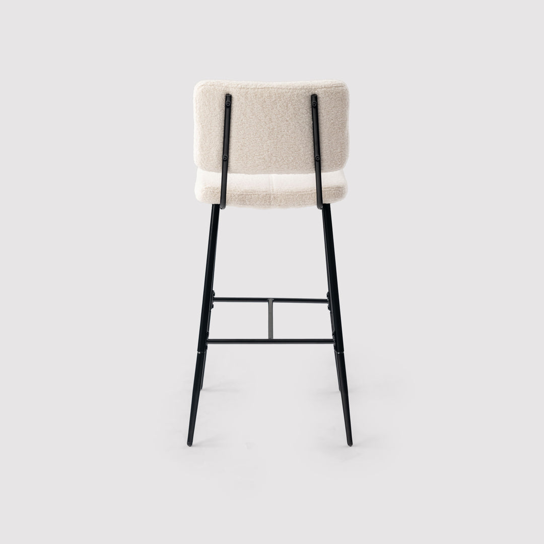Set of 2 scandinavian beige sheepskin fabric swivel bar stools POMONA BAR 29 KD BOUCLE BEIGE