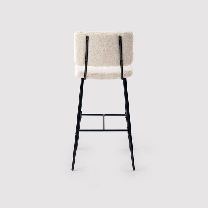 Set of 2 scandinavian beige sheepskin fabric swivel bar stools POMONA BAR 29 KD BOUCLE BEIGE