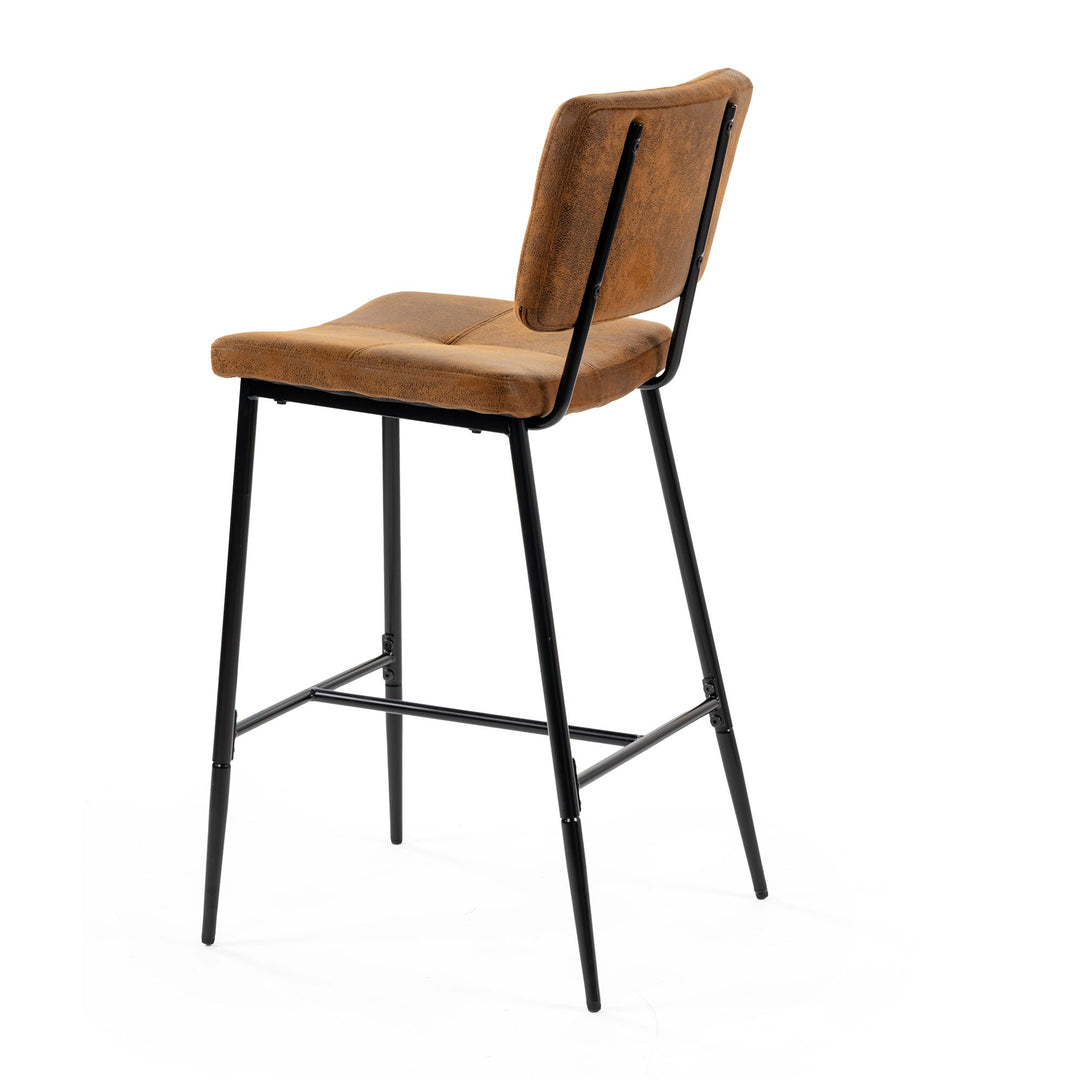 Set of 2 retro industrial suede bar stools POMONA BAR 29 KD SUEDE BROWN