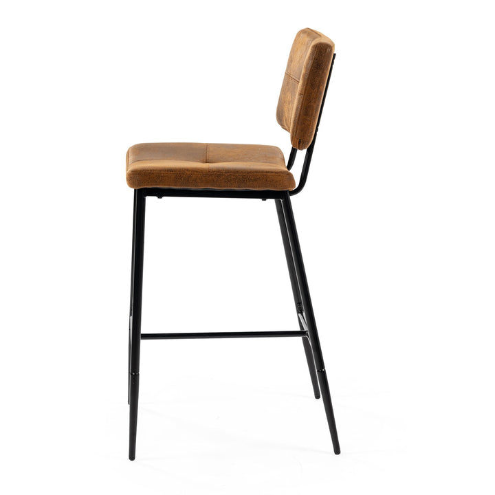 Set of 2 retro industrial suede bar stools POMONA BAR 29 KD SUEDE BROWN