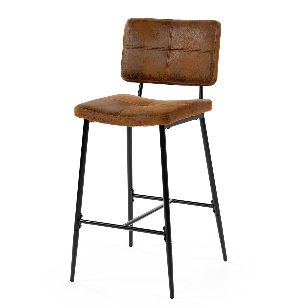 Set of 2 retro industrial suede bar stools POMONA BAR 29 KD SUEDE BROWN