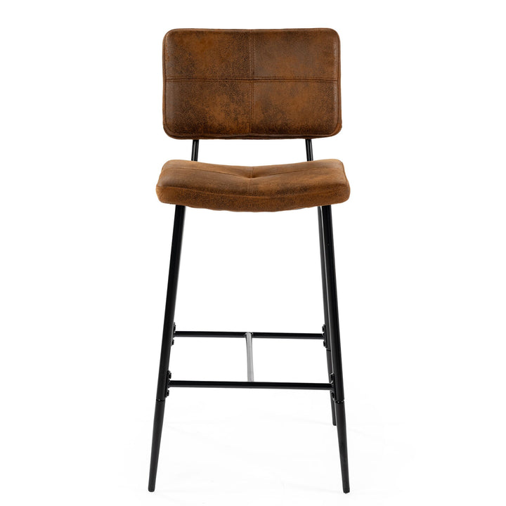 Set of 2 retro industrial suede bar stools POMONA BAR 29 KD SUEDE BROWN