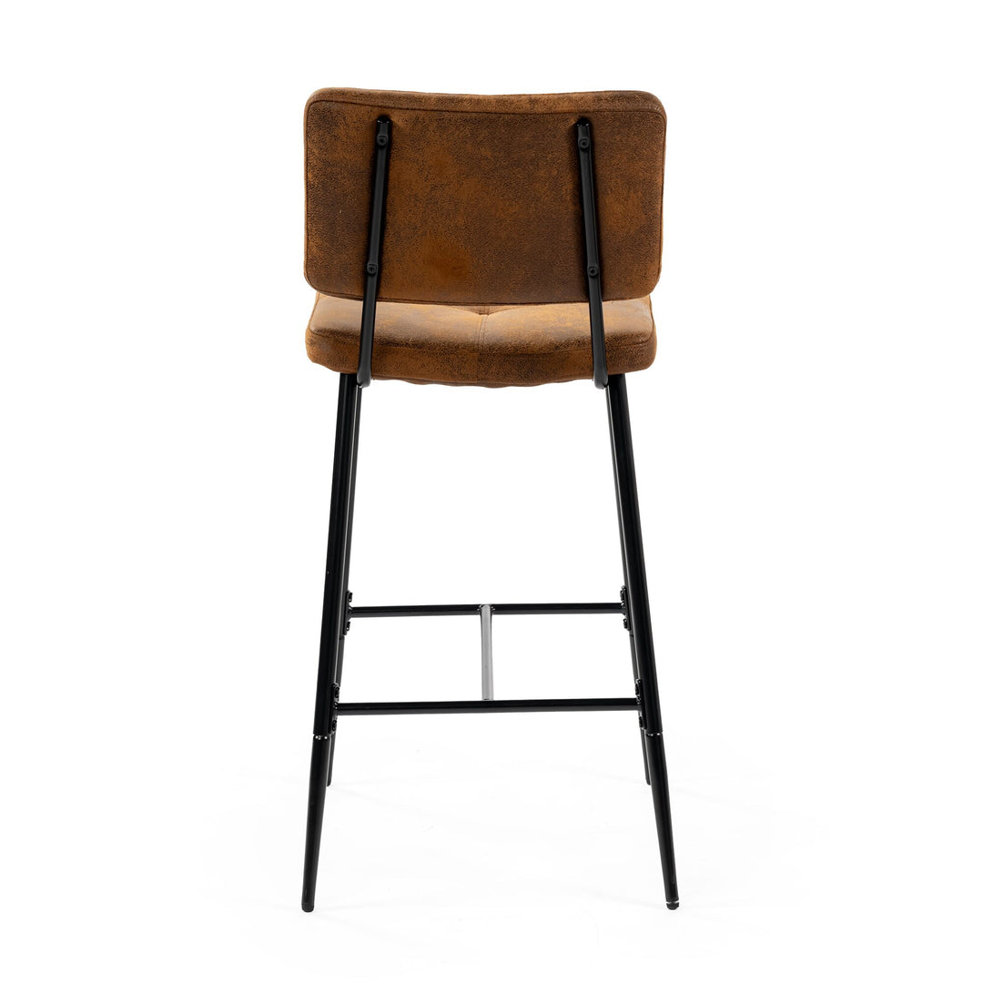 Set of 2 retro industrial suede bar stools POMONA BAR 29 KD SUEDE BROWN
