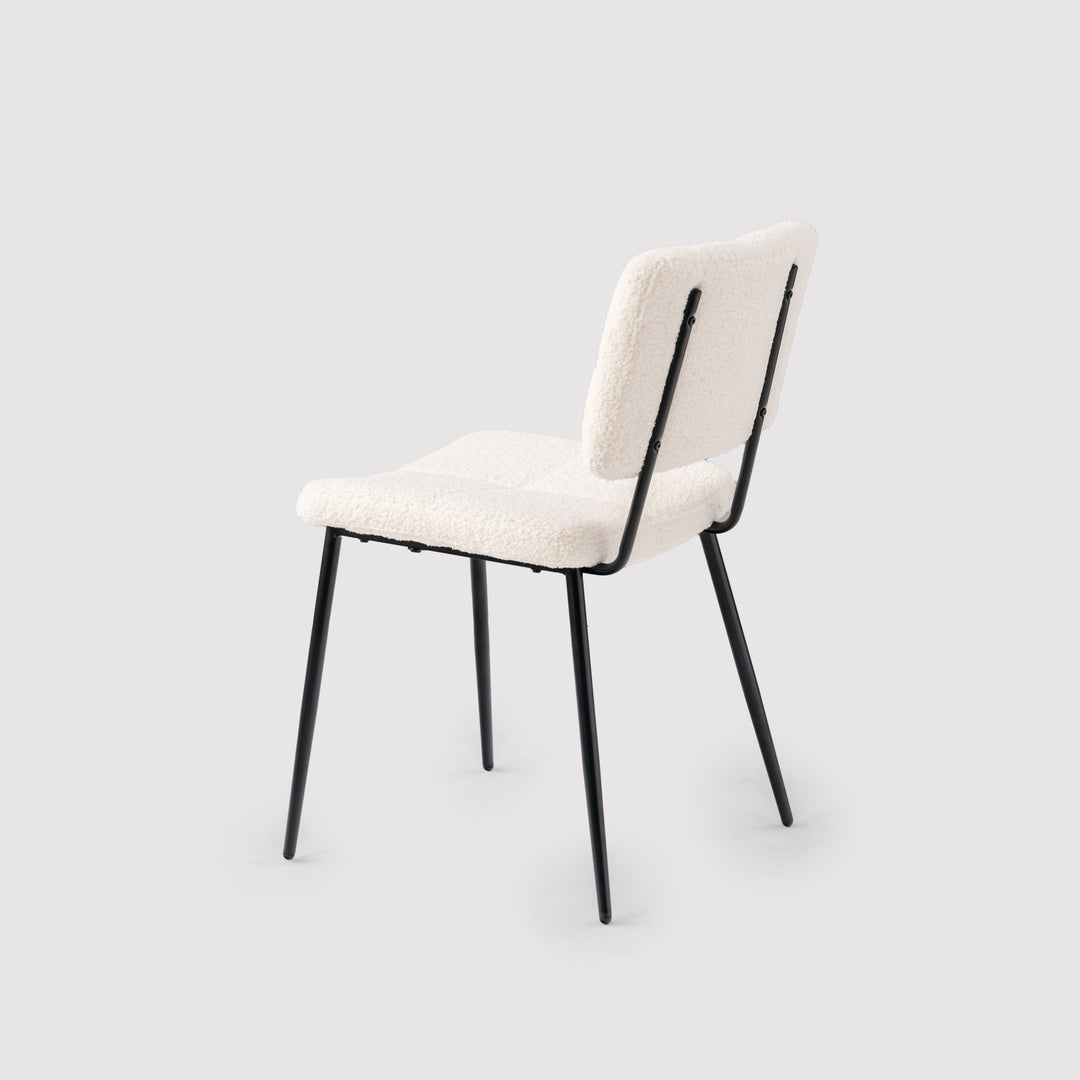 Set of 4 Scandinavian Beige Sheepskin Fabric Dining Chairs  POMONA KD BOUCLE BEIGE 4PK