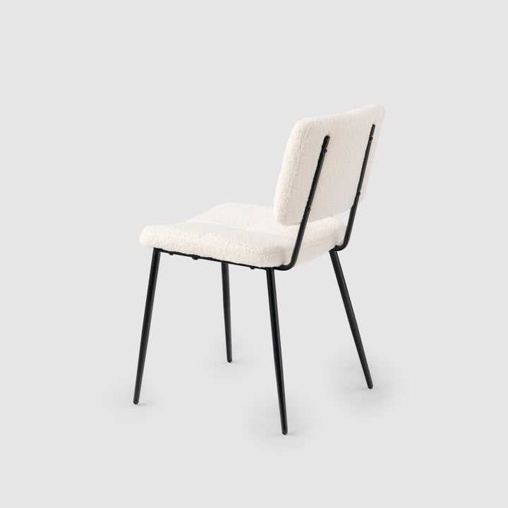 Set of 4 Scandinavian Beige Sheepskin Fabric Dining Chairs  POMONA KD BOUCLE BEIGE 4PK