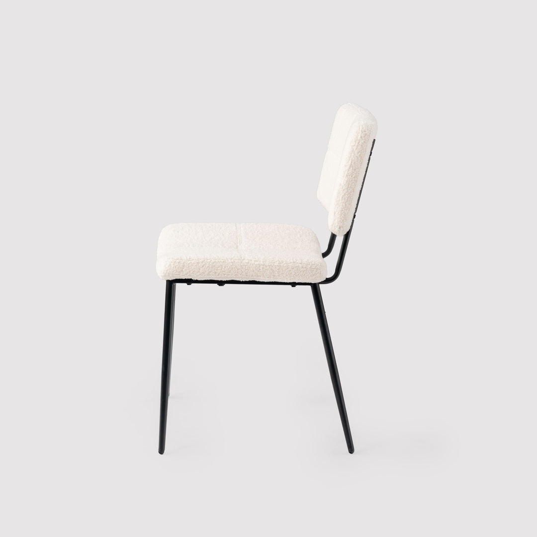 Set of 4 Scandinavian Beige Sheepskin Fabric Dining Chairs  POMONA KD BOUCLE BEIGE 4PK