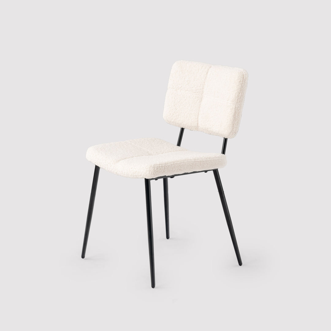 Set of 4 Scandinavian Beige Sheepskin Fabric Dining Chairs  POMONA KD BOUCLE BEIGE 4PK