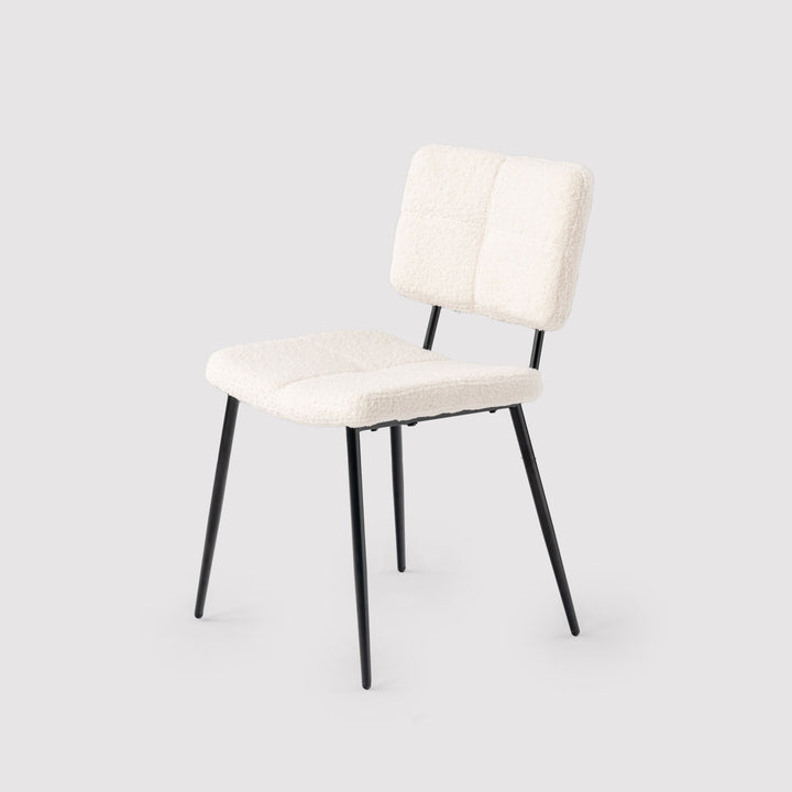 Set of 4 Scandinavian Beige Sheepskin Fabric Dining Chairs  POMONA KD BOUCLE BEIGE 4PK