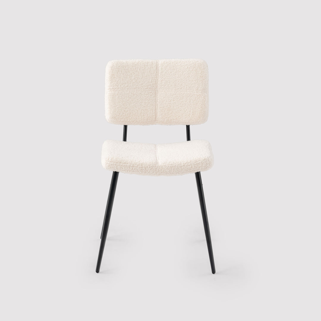 Set of 4 Scandinavian Beige Sheepskin Fabric Dining Chairs  POMONA KD BOUCLE BEIGE 4PK