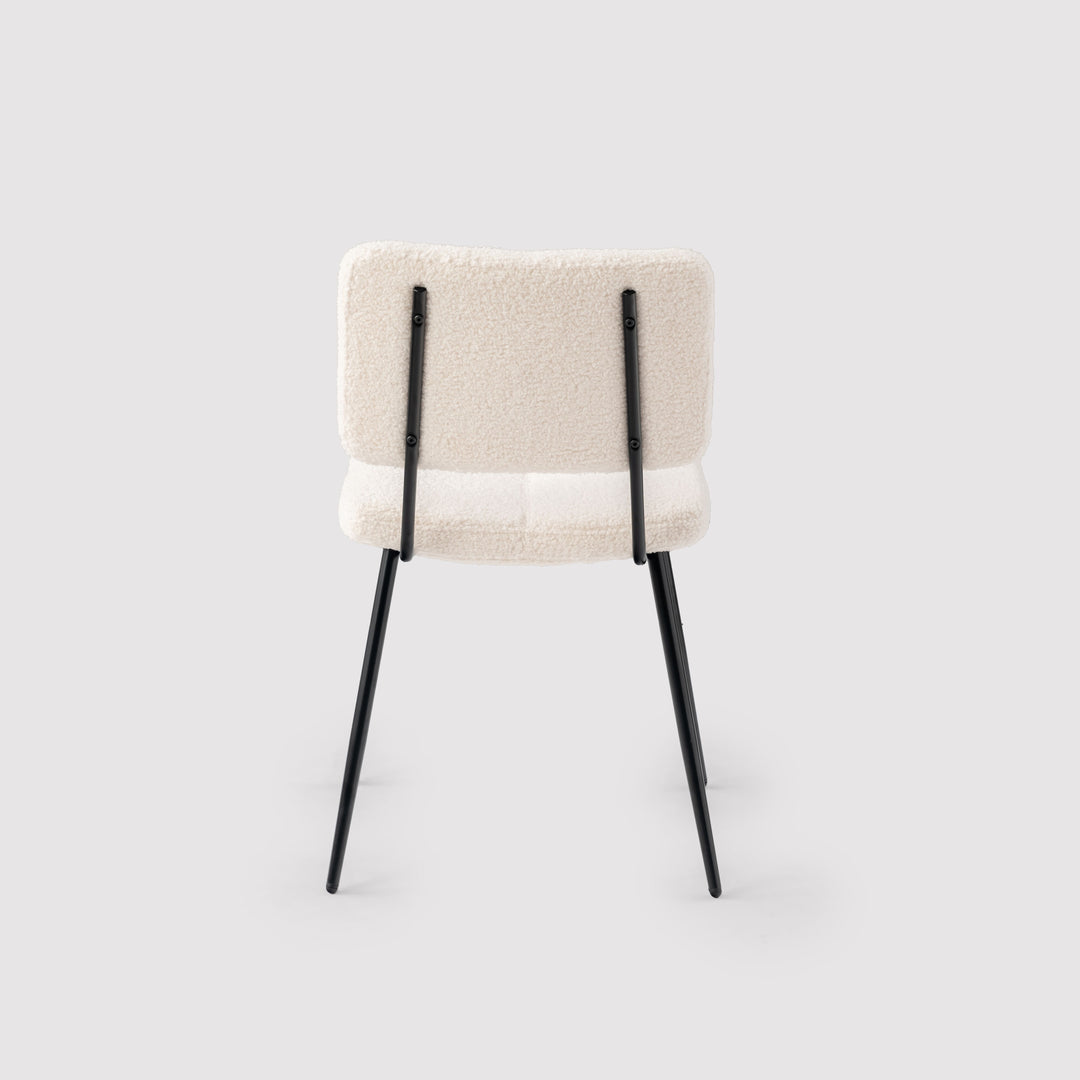 Set of 4 Scandinavian Beige Sheepskin Fabric Dining Chairs  POMONA KD BOUCLE BEIGE 4PK