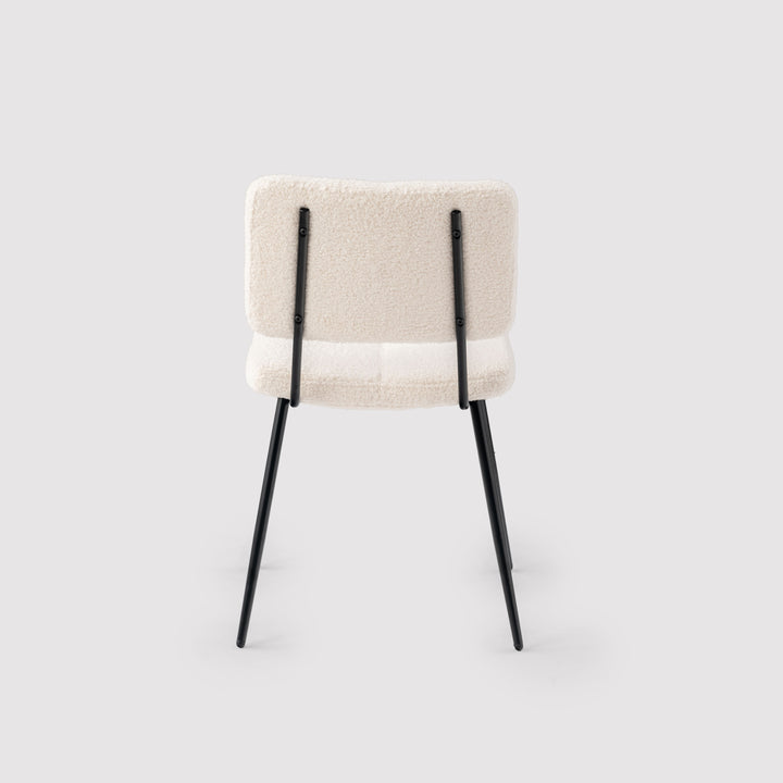 Set of 4 Scandinavian Beige Sheepskin Fabric Dining Chairs  POMONA KD BOUCLE BEIGE 4PK