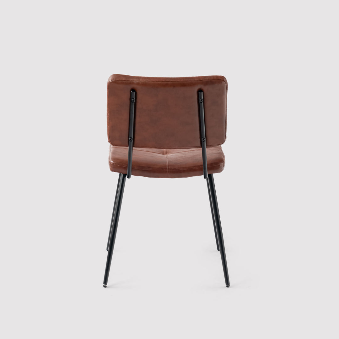 Set of 4 Industrial Brown Oiled Leather Dining Chairs POMONA KD BROWN 4PK