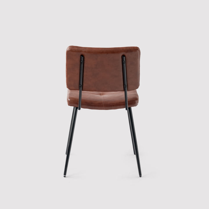 Set of 4 Industrial Brown Oiled Leather Dining Chairs POMONA KD BROWN 4PK