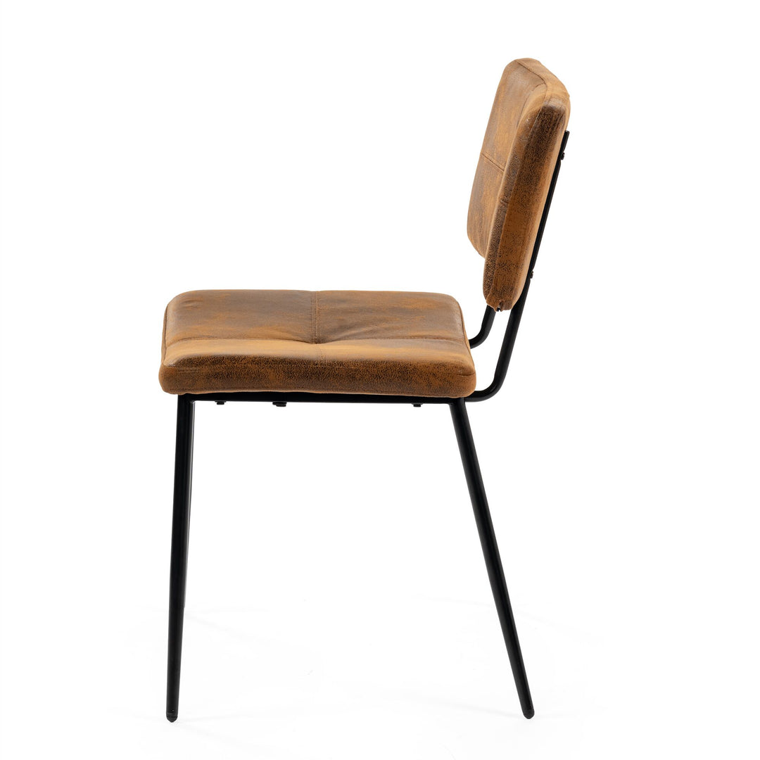Set of 4 industrial brown suede dining chairs POMONA KD SUEDE 4PK