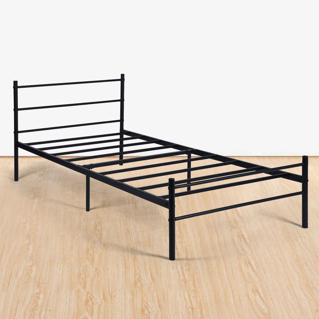 Single Metal Bed Frame Black 90x190cm Space Savin, Ideal for Bedroom PRIMO SINGLE FROSTED V1