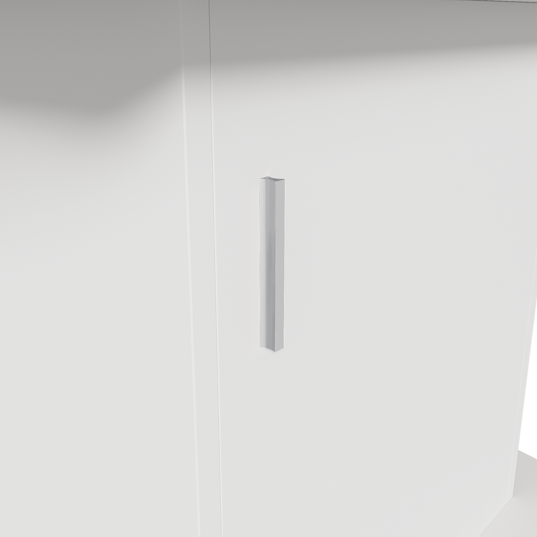 White extendable oval dining table with built-in storage 110-130×70cm SKELETAL