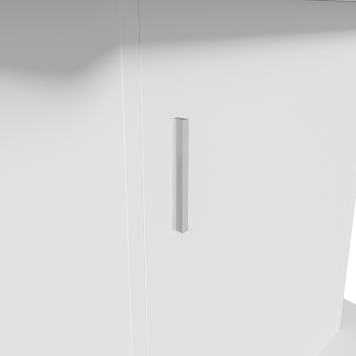 White extendable oval dining table with built-in storage 110-130×70cm SKELETAL