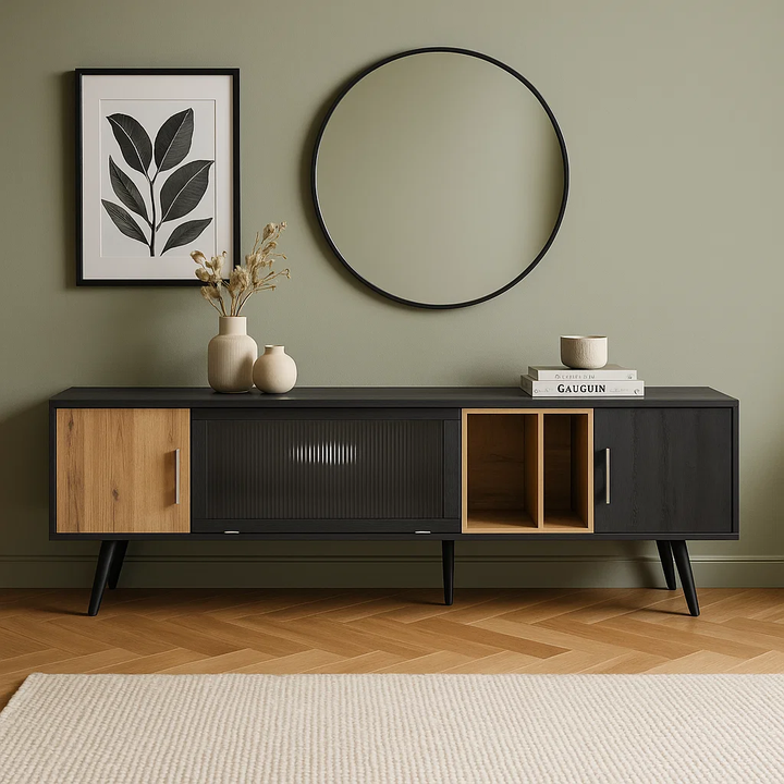 Modern elegant dark grey wooden TV stand Covuns UK