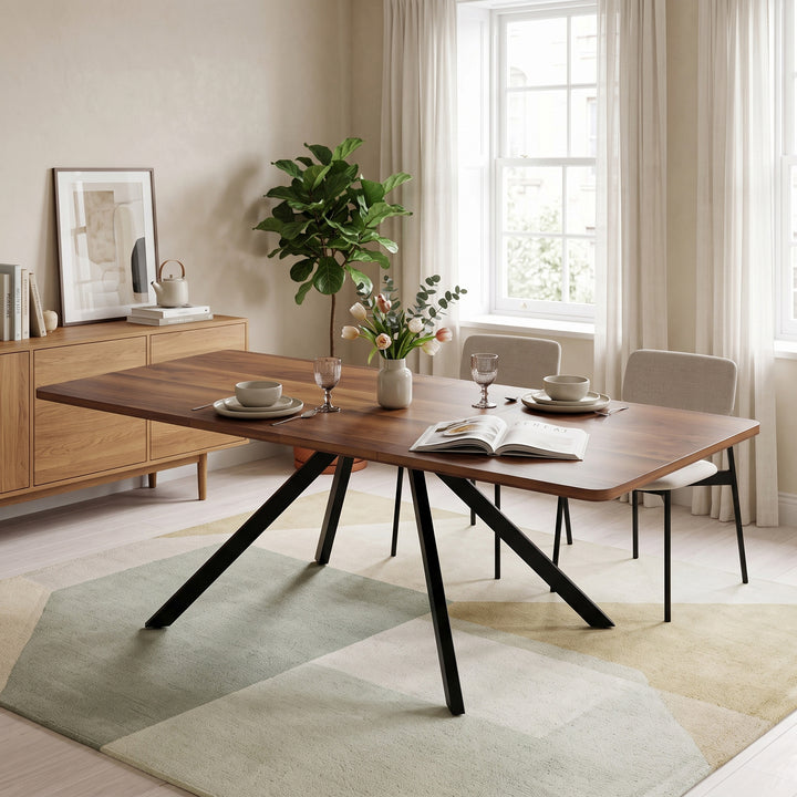 Extendable dining table vintage walnut 160–240x90cm, 6–10 seats QUADTRAY