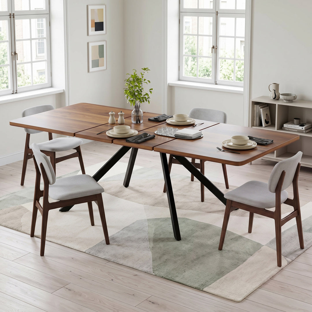 Extendable dining table vintage walnut 160–240x90cm, 6–10 seats QUADTRAY