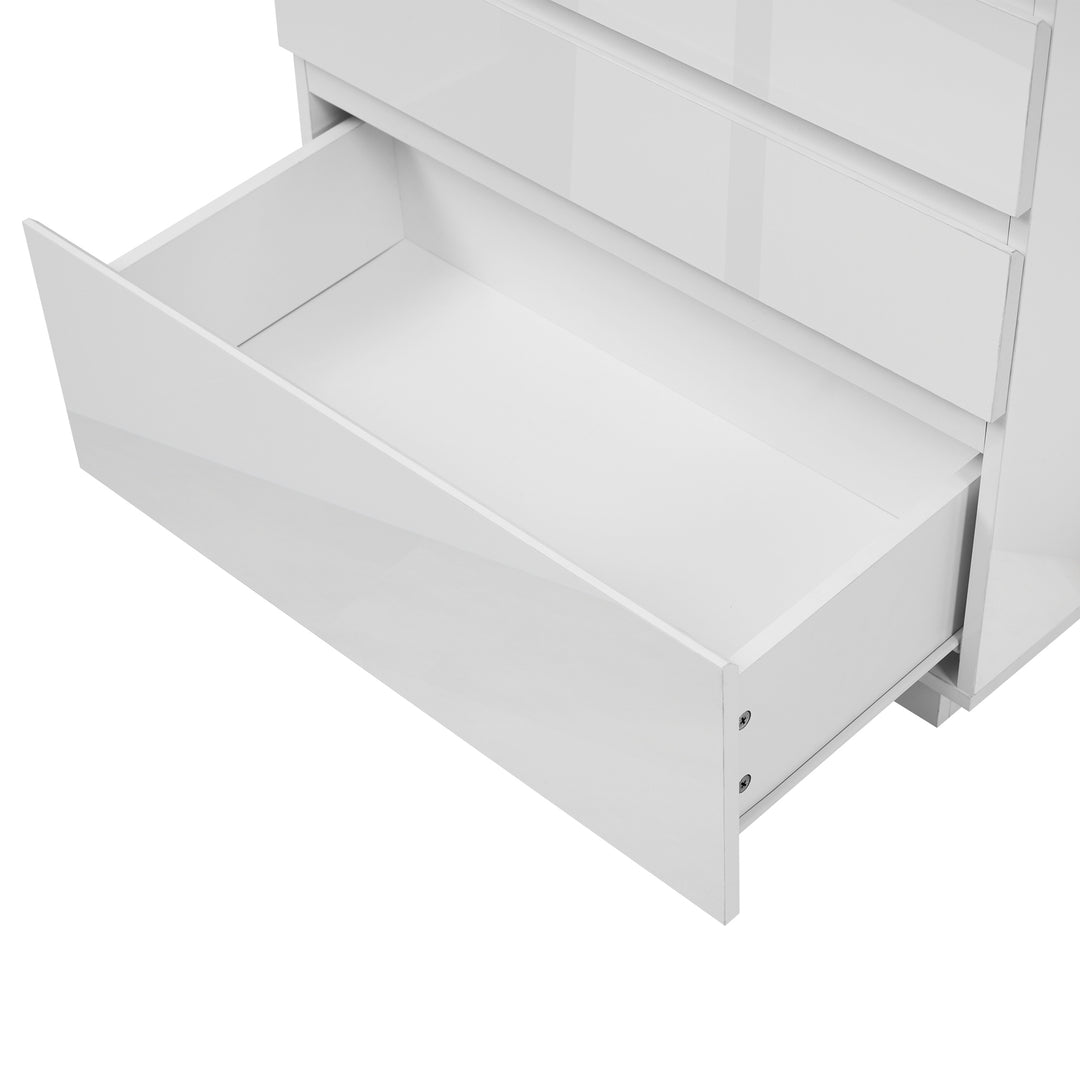 White high-gloss sideboard 2 doors 3 drawers with LED light 115x73x39cm QARKRUIN UK