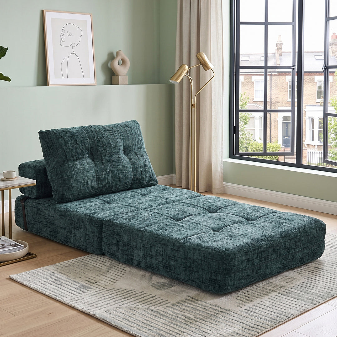 Foldable convertible floor sofa bed 2-in-1, emerald green RACKPLACE