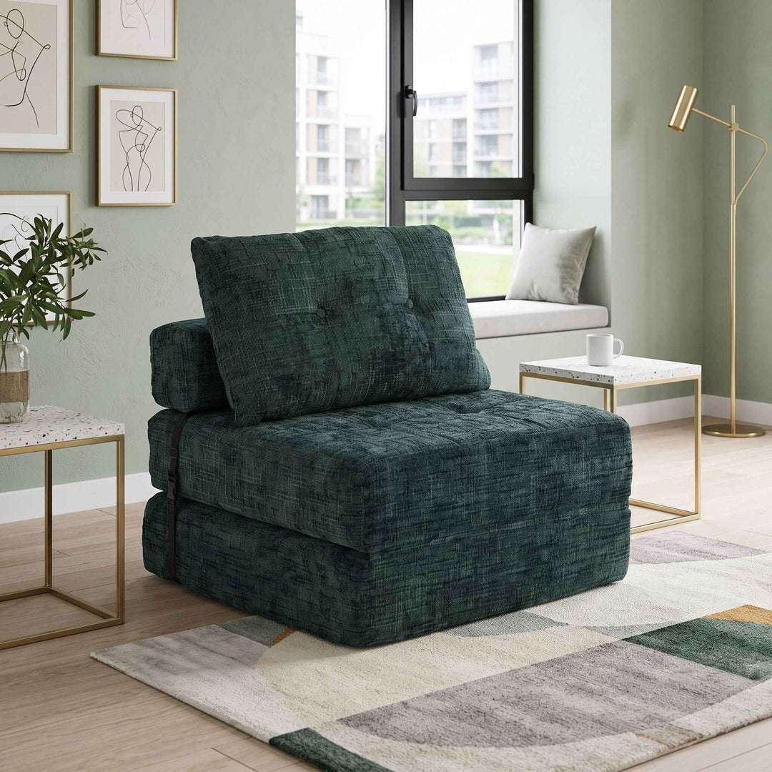 Foldable convertible floor sofa bed 2-in-1, emerald green RACKPLACE